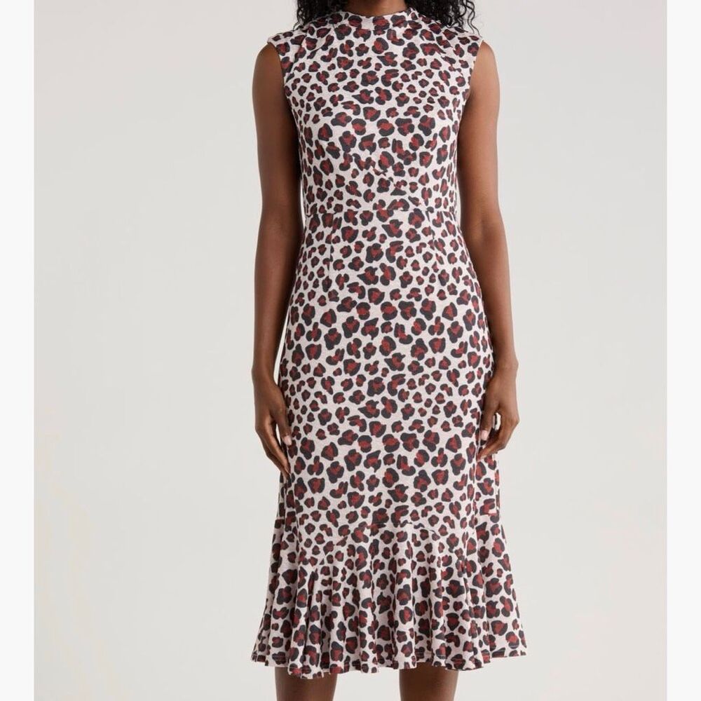 NWOT Hutch Anthropology Cheetah Animal Print Ruffle MIDI dress Large